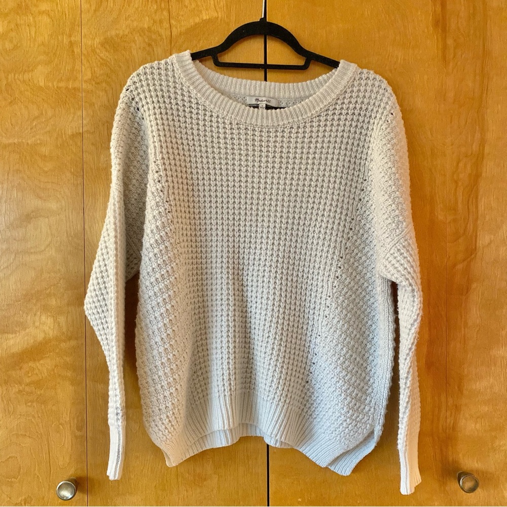 Madewell Oversized Chunky Knit Scoop Neck Pullover Sweater in Ivory